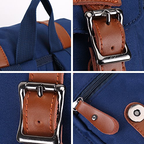 KIPTOP Nylon Vintage Rucksacke Laptoprucksack Damen Herren Schulrucksack Retro Backpack für Campus Studenten und Outdoor Reisen Wandern mit Großer Kapazität - 8