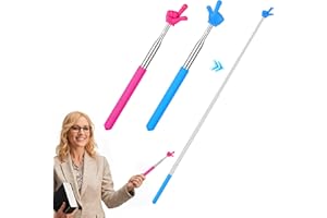 AOOHA Pointeur de Doigt Rétractable, Lot de 2 Pointeurs Rétractables pour Enseignant, Flexible et Pratique, Adapté Aux Outils Auxiliaires de Classe des Enseignants, au Bureau-Bleu, Rouge