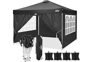 COBIZI Barnum Pliant Tonnelle Pliante 3x3 Tonnelle de Jardin Professionnel Exterieur Imperméable，avec Un Chiffon Sac de Transport ，Inclus Facile à Installer Hauteur Réglable 3x3m pour Camping（Noir）
