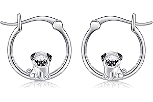 CUPENDA Mops Ohrringe S925 Sterlingsilber süße Mops Creolen für Frauen Mops Geschenke für Mops Liebhaber