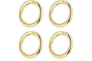 LABUYI 4 Pezzi Moschettoni Rotondi Anelli,Scatto Molla Rotonda,Moschettone Rotondo,Moschettoni A Scatto In Lega Zinco,Rotondi Con Moschettone A Scatto Per Portachiavi,Borsa,Fai Da Te,25mm,Oro