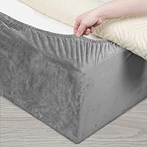 DUJUIKE Bedvolant, bedvolant, bedvolant, van kreukelfluweel, voor slaapbank, bedbescherming, verandert een bedbasis (kingsize bed: 200-210 cm, lichtgrijs