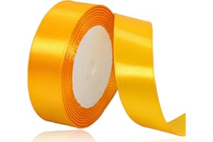 XMASOLDECOR Ruban de Satin Jaune 20mm x 22m, Ruban Satinée pour Emballage Cadeau, Couture, Artisanat, Ballon, Bouquet de Mariée, Décoration de Mariage