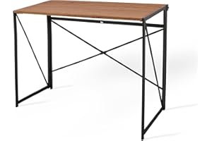 Todeco Scrivania Computer Pieghevole, Scrivania a Scomparsa Salvaspazio, Scrivania Stile Industriale, Tavolo Ufficio, Nessuna Installazione Necessaria, Realizzato con Legno e Acciaio, Marrone