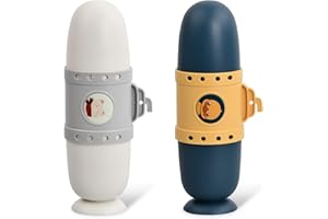 FESSOSKO 2 Stück Reise Zahnputzbecher,Tragbares Zahnbürstenetui für Zahnbürste und Zahnpasta, Zahnputzbecher Kinder für Reisen, Zahnbürsten Etui für Bad, Camping, Schule, Geschäftsreise