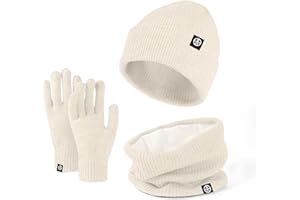 BAYNETIN Conjunto de Bufanda Gorro Guantes,3 en 1 Invierno Unisexo Cálido Bufanda Guantes Pantalla Táctil Beanie Punto Sombreros para Hombre Mujer Corriendo Bici Excursionismo Deportes
