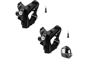 SRIKEKL (2 Sets Pack) Motorbike Helmet Camera Chin Strap, Motorcycle Helmet Chin Mount Holder for GoPro Hero 11/10/9/8/7/6/5/, Session, SJCAM, AKASO, Campark, YI Action Camera Helmet Mount Curved