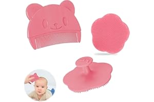 JUSHION 2 Stück milchschorf kamm Milchschorf Baby Entfernen Bürste Schorfkamm Baby Plastik baby kamm milchschorf Silikon Kopfhaut Massagebürste Baby Haarkamm Für Baby Geeignet Für Neugeborene Baby (Rosa)