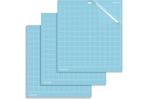 BOSADA Cutting Mats,Variety Cutting Mats Vinyl Adhesive Sticky Cutting Mats (Blue Lightgrip 3pack, 12"X12")