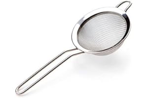 ANEEQA Mesh Strainer Stainless Steel Kitchen Sieve Oil Strainers Fine Mesh Tea Strainer Metal Filter for Cooking Baking Straining Rice Flour Colander Soup Rust Free Dishwasher Safe (Size 12Cm)(1 Pc Only)