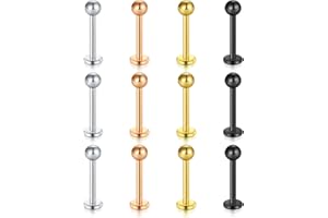 AceFun 18 szt. kolczyk do wargi 16 g stal nierdzewna labret bary monroe usta pierścień tragus helix chrząstka kolczyk sztyft sztanga piercing ciała biżuteria długość pręta 6-10 mm e Stal nierdzewna, colore: 12pcs -10mm, cod. DXY-cd002-3