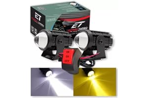 ELTRON TURBO Original Dc Power 18W Mini Gun Driving Fog LED Light Universal For All Models Of Motorcycle,Bikes,Scooters,Projector(Pack Of 2,Yellow&White 1 Month Warranty,