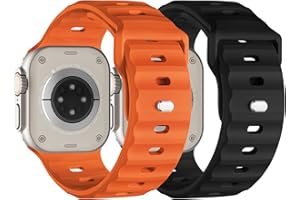 Suitisbest Zestaw 2 sportowych bransoletek kompatybilnych z Apple Watch Ultra 2 / Ultra 49 / 44 / 45 / 42 mm, regulowany silikonowy pasek z metalowym zatrzaskiem do iWatch Series 9, SE, 8, 7, 6, 5, 4,