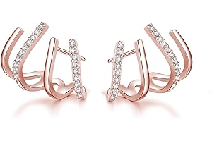 SLUYNZ 925 Orecchini Polsino CZ Bello in Argento per Donne Ragazze Adolescenti Minimalista Artiglio Borchie Huggie