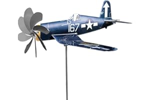 BBAUER Hilandero De Viento De Avión, Veleta De Avión De Acero Inoxidable, Avión De Molino De Viento De Metal, Hilandero De Viento Resistente A La Intemperie, Veleta De Avión Flotante para Patio Jardín Patio