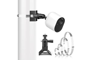 GlasFlength Support de Mât à 360 ° pour Caméra de Surveillance Eufycam/Arlo/Wyze, Support de Caméra avec 4 Anneaux de Serrage Réglables Support Mural Intérieure Extérieure pour Caméra (Noir)