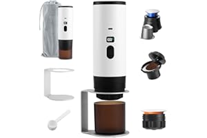 Feelhap Máquina de Café Expreso Portátil,Cafetera Portatil Capsulas 3 en 1 Compatible con Cápsulas NS,DG y Café Molido,Cafetera Multicapsulas Autocalentable Cafetera de Viaje para Camping,Viaje,Hogar