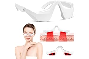 QUIXION Under-Eye Red Light Therapy Device, Red Light Therapy Glasses, Red Light Eye Mask Microcurrent Led Light Therapy, Eye Massager Beauty Glasses Bag Remover for Reduce Dark Circles Puffiness Wrinkles