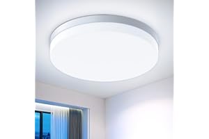 Kuwork Plafon LED Techo 48W, Lampara Techo Dormitorio 6500K 4800LM, IP44 Impermeable Lampara Baño para Cocina Sala Dormitorio Balcón Pasillo Ø30CM