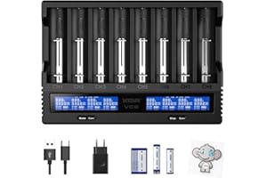 18650 Ladegerät 8 Einschübe XTAR VC8 21700 Ladegerät mit LCD-Anzeige für 3,6 V 3,7 V Li-Ion 10440 16340 17670 26650 1,2 V NI-MH AA-Ladegerät Testen Sie die tatsächliche Kapazität der Batterien