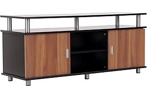 HOMCOM Mobile Porta TV Fino a 50'' con Armadietti e Ripiani, Mobiletto per Salotto e Soggiorno in Legno e Alluminio, 120x40x52.2cm