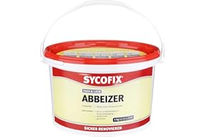 SYCOFIX Farb- & Lackabbeizer 1 kg für ca. 2 m², Hochwertiger gründlicher Abbeizer für bis zu 10 Schichten alter Farben und Lacken auf Holz wie Möbeln, Türen, Fenster etc., Pulver, lösemittelfrei