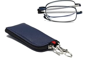 Hubeye Przenośne składane okulary do czytania dla mężczyzn i kobiet okulary chroniące przed niebieskim światłem Teleskopowe pręty i sprężynowy zamek z etui na klucze