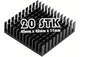TIHOOK 20 Stk Aluminium Kühlkörper, Kühlrippen, Kühler Kühlkörper Modul, Kühlkörper-Kühlrippe aus Aluminium für CPU PC Netzteile Geräte, 40 mm x 40 mm x 11 mm