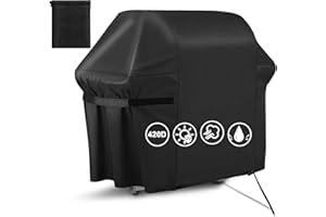RATEL Grill Abdeckhaube, 420D Oxford-Stoff BBQ Grillabdeckung Wasserdicht & Staubdicht & Anti-uv BBQ Cover Mit Selbstklebende Gurte Und Aufbewahrungstasche(145 x 61x 117 cm