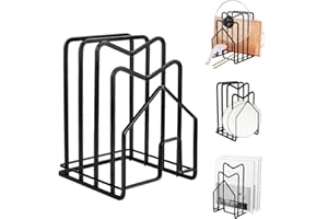 CYNNXIA Chopping Board Holder Black Cutting Board Rack Countertop Pot Lid Holder Chopping Board Organizer Kitchen Cookware Storage for Pan Lids, Plates, Dishes, Cutting Boards,12 x 14.5 x 21.5cm
