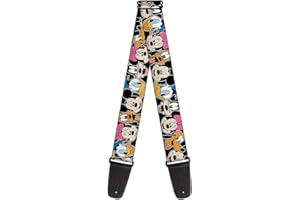 Buckle-Down Gitarrengurt – klassische Disney-Figuren, 5,1 cm breit, 73,7-137,2 cm lang, Schwarz