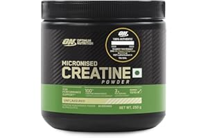 Optimum Nutrition (ON) Micronized Creatine Powder - 250 Gram, 83 Serves, Unflavored, 3g of 100% Creatine Monohydrate per serv