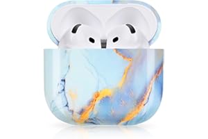 Newseego für Airpods 4 Hülle, Marmor Airpods 4. Generation Case Harte PC Schutzhülle mit Marmormuster Ultradünn Vollschutz Stoßfest für AirPods 4 Blau
