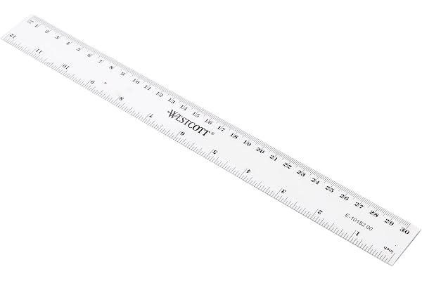Westcott E-10182 00 plastlinjal, 30 cm/12 tum, skala cm och tum