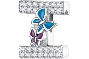 LNQOBU Charme Lettre de L'alphabet Argent Sterling 925 Avec 5A Zircone Femmes Perles Charm Compatible Pour European Bracelet