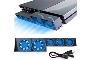 Linkhood Cooling Fan for PS4, USB External Cooler 5 Fan Turbo Temperature Control Cooling Fans for Sony Playstation 4 Gaming Console