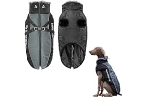 JODSEN Cappotto Impermeabile per Cani Giacca Invernale Calda,Grande Cappotto Invernale Per Cani Giacca per Cani con Imbracatura Gilet Riflettente Antivento per Cani Grandi,Cani di Taglia Grande (XL, Nero)