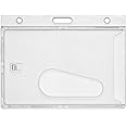 CKB Ltd® 100x Clear Enclosed Rigid with Ejection Slot Closed Faced ID Card Badge Holders Single Sided Horizontal/Landscape Identity Plastic Pass Protector - Holds a 86mm 54mm cr80 Credit Card Sized