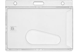 CKB Ltd 100 X Claro plástico rígido con ranura de eyección cerrado cara tarjeta de ID Badge Holders sola cara horizontal identidad plástico Pass pantalla 86x54 mm tamaño de tarjeta de Crédito