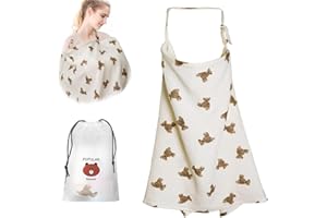 LFCFBH Soft Breastfeeding Cover, Breathable Cotton Baby Nursing Cover 360° Coverage for Feeding and Infant Car Seat