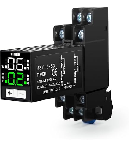 Woljay H3Y-2 Time Delay Relay – AC 24V DPDT Solid State Timer 0-60 Seconds With Socket Base