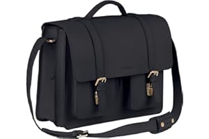 Schoolmaster new classic - black, klassische Lehrertasche & Aktentasche aus echtem Leder, viele Innenfächer, Laptoptasche, Umhängetasche & Ledertasche für Damen & Herren