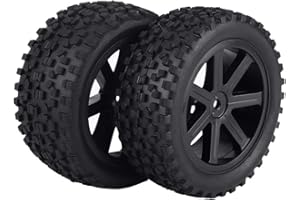 Drfeify 4pcs 1/10 RC Camión Neumático de Goma Rueda Wheel Tyre para ZD Racing Buggy Crawler Car(Negro)