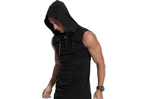 KUYIGO Débardeur à Capuche sans Manches pour Homme Fitness Sport Vest Muscle Minceur T-Shirt Top