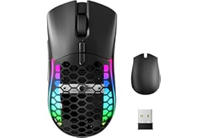 ELECGO RGB Mouse Senza Fili, Mouse Wireless, DPI Regolabile, Batteria Ricaricabile Integrata, per Laptop/PC/Mac, Con Custodia Sostituibile, Nero