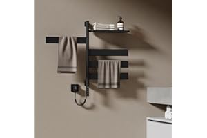 EMKE Toallero Eléctrico de Baño, Toallero Giratorio a 180°, Toallero Inteligente con Wi-Fi, Toallero Eléctrico 120W, Negro, 760x450x140 mm