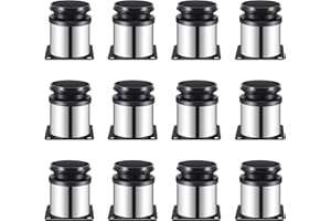 Euleryoo 12 sztuk regulowanych nóżek mebli, okrągłe metalowe ze stali nierdzewnej, szafka, nogi stołowe, nogi szafki, regulowana wysokość dostarczane z wkrętami ze stali nierdzewnej