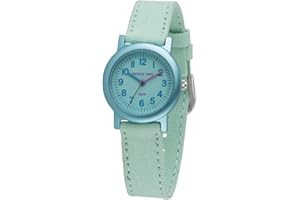 JACQUES FAREL Öko-Kinderuhr Mädchen Armbanduhr mit Textilband aus Bio-Baumwolle Analog Quarz Eisblau Mint ORG 0309