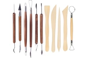 11 Stück Ton-Modellierwerkzeuge, Wachsschnitzer-Werkzeuge, DY.2ten Doppelendige Edelstahl-Wachs-Ton, Modell-Töpferwerkzeug, Holzkeramik-Schnitzwerkzeug für Kunsthandwerk