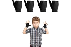 ALNKDH 4 Pcs Thumb Sucking Guard Gloves,Kids Chewy Compression Glove,Kids Stop Thumb Sucking and Finger Biting for Ages 5-13 (Black#1)